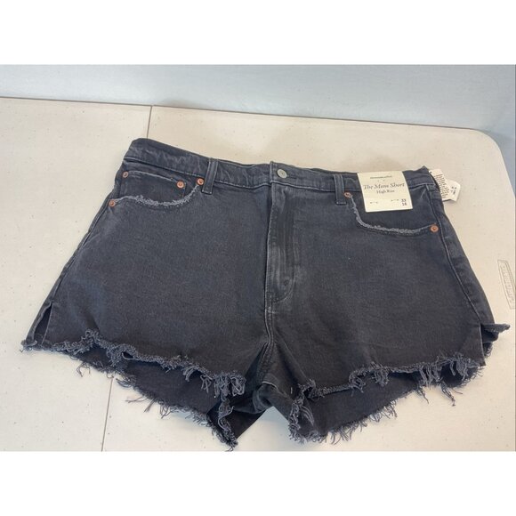 NEW Abercrombie & Fitch The Mom Short High Rise 33 /16 Black Wash Cut Offs 2.5" - Picture 1 of 6